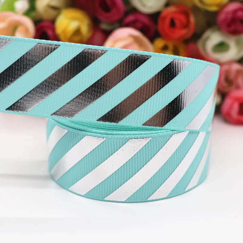 Лента с серебристыми диагональными полосками 10 ярдов 1 дюйм 25 мм аксессуары