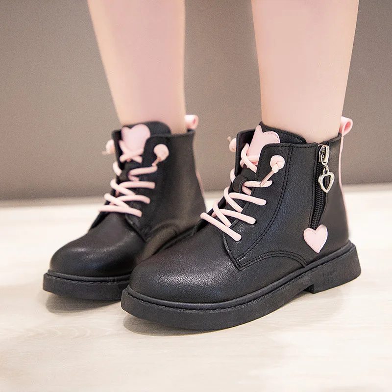 

Ботинки-мартинсы для девочек, новинка 2021, короткие ботинки с надписью love baby, бархатные детские ботинки из двух хлопка