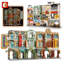 sembo building blocks china hong kong arcade stalls mahjong parlor noodle shop house model toys for expert boys christmas gift