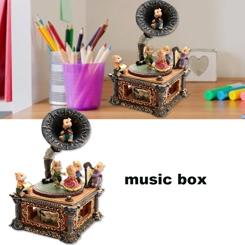 Музыкальная шкатулка классическая ретро рога фонограф музыкальная для