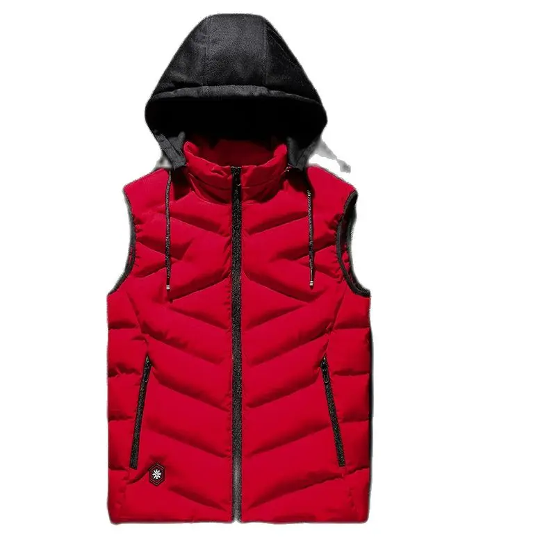 Мужской зимний жилет повседневный пуховик хлопковый с капюшоном Мужская