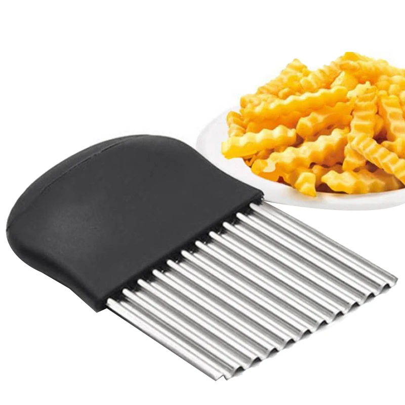 

French Fries Cutter Stainless Steel Serrated Blade Slicing Cut Vegetable Fruit Tool Wave Knife Chopper Knife Accessory
