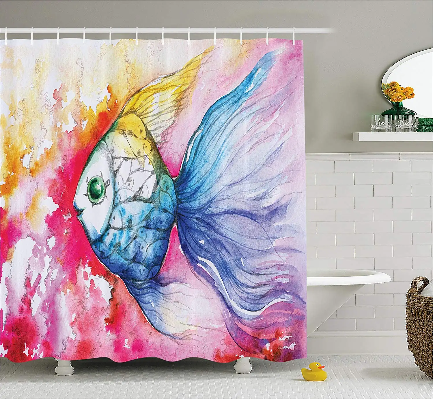 Океанские животные Декор занавески для душа акварельные рыбные краски с гранж