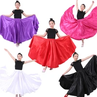 new girls flamenco skirt spanish dance dress practice competition stage chorus performance costuems for kids flamengo skirts