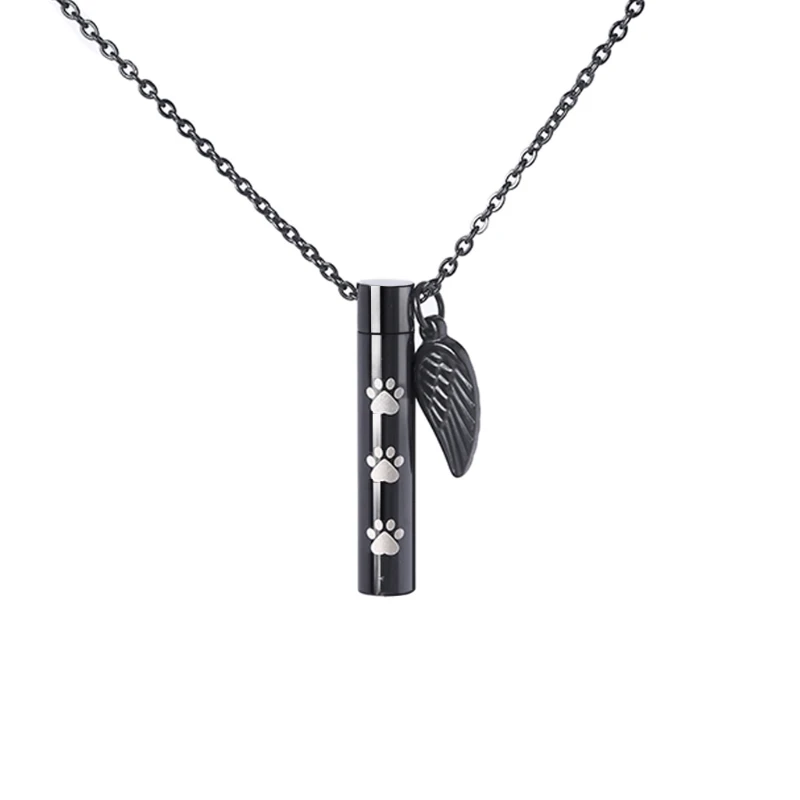 

Stainless Steel Cylinder Cremation Urn Necklace for ashes Memorial Keepsake Pendant with Sealing Rubber Ring for Men