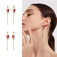 new gold metal tassel earrings for women long triangle pendant earings fashion jewelry statement geometric