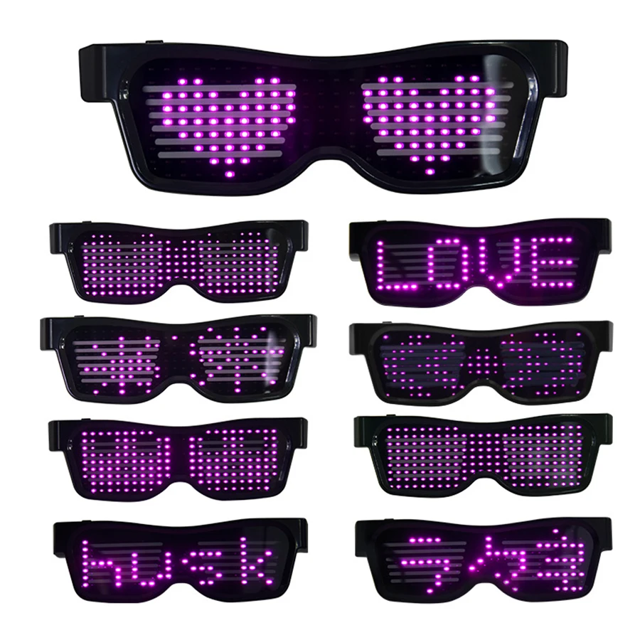 저렴한 매직 블루투스 LED 파티 안경 앱 제어 발광 안경 EMD DJ 전기 음절 글로우 파티 용품 드롭 배송