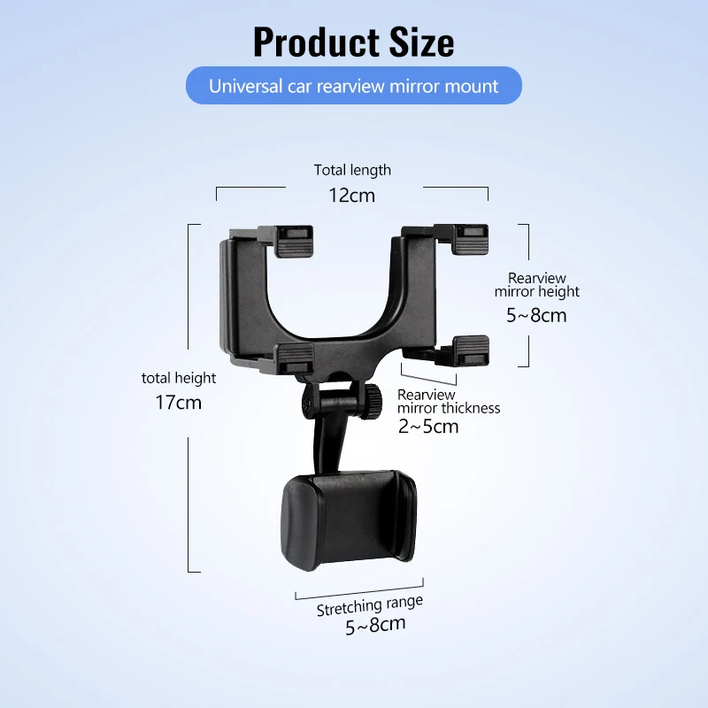 adjustable 360 degree car rearview mirror car auto rearview mirror mount cell phone holder bracket stands for smart phone gps free global shipping