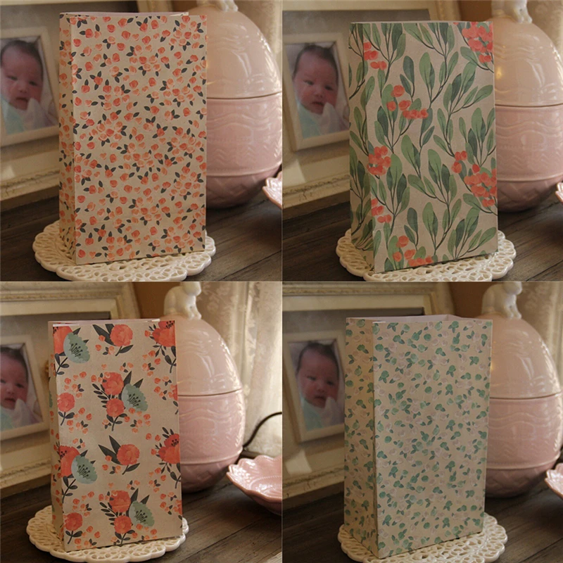 

4x Flower Paper Xmas Party Holiday Cookies Gift Bag Holder + Sticker