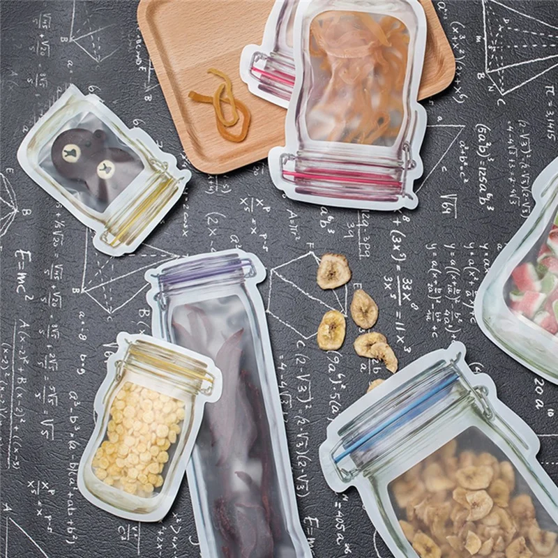 16 шт/4 шт многоразовые мешочки Mason Jar портативные на молнии пакеты для хранения еды