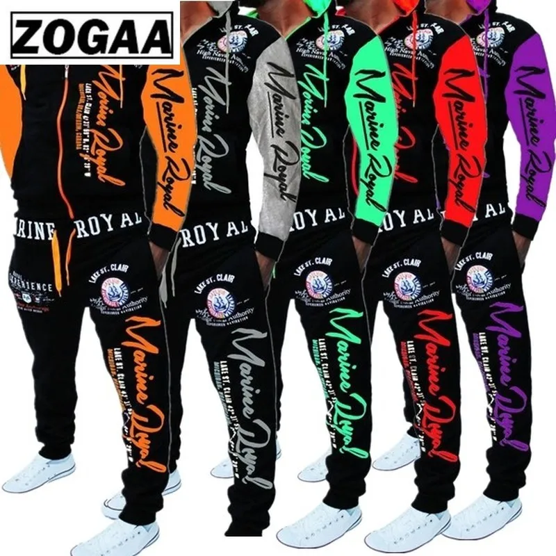 

ZOGAA Men Track Suit Hooded Jacket Sweatsuit Mens Sports Suits brand New Sportwear Men Jogger Set Printed Tracksuit Men Clothes