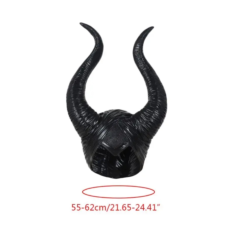 

Halloween Latex Headgear Mask Black Long Horns Hat Evil Queen Cosplay Costume Accessories Magic Witch Headpiece Party Decoration