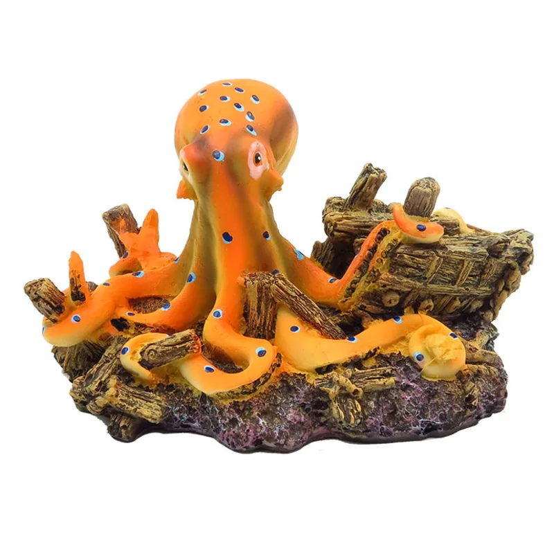 

New Octopus Treasure Chest Aquarium Fish Tank Landscaping Decoration Ornaments Vintage Decorative Resin Hideaway Shrimp Breeding