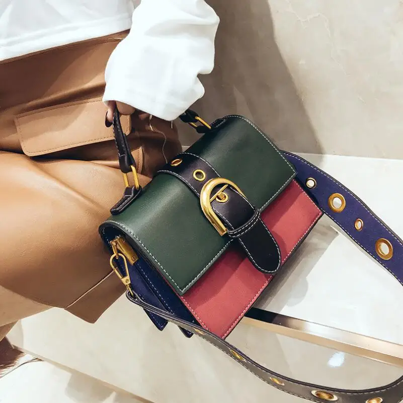 

Bags For Women 2021 Fashion New Quality PU Leather Women Bag Hit Color Portable Shoulder Messenger Bag Travel Tote Crossbody Bag