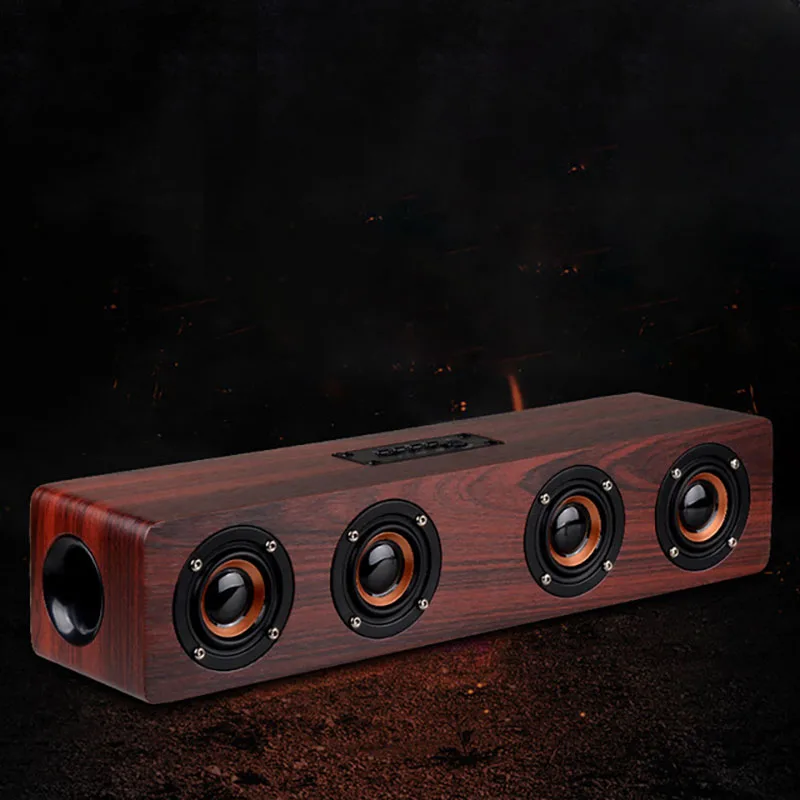 

Home Theater Portable Column Bluetooth Speaker Wireless Wood Speaker Alarm Clock Radio Subwoofer Soundbar for TV Speaker AUX USB