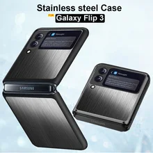 Luxury Stainless Steel Phone Case For Samsung Galaxy Z Flip 3 Case Shockproof Soft Bumper Metal Case Galaxy Z Flip 3 5G Cover