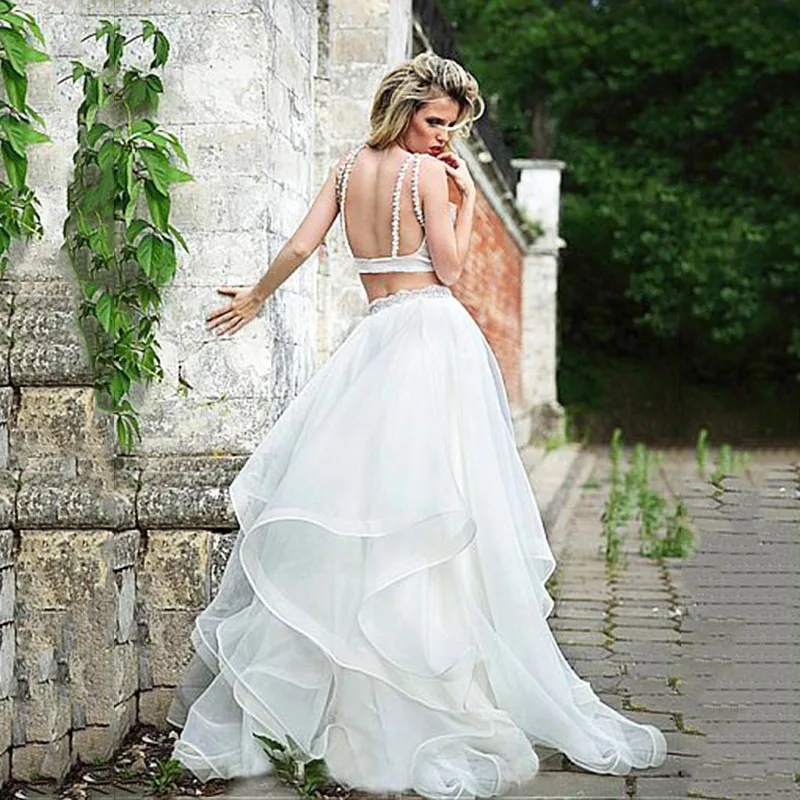 Country Wedding Dress Simple Two piece Backless Beach Bridal Organza Lace Appliques Boho Gowns vestido de noiva | Свадьбы и