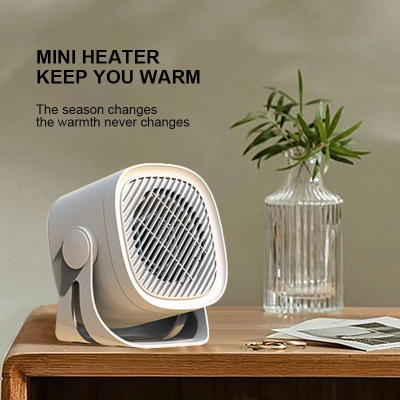 800W Electric Heater Mini Portable Desktop Heating Warm for Home Office Bathroom Heaters Fan Radiator Three Ggear Timing QN54