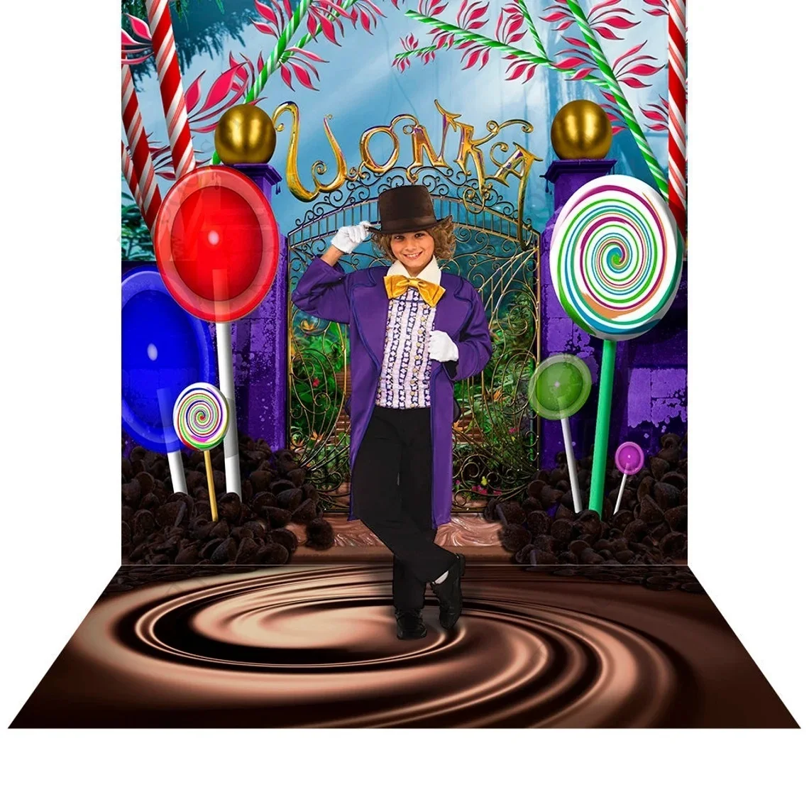 Willy Wonka Photography Backdrop Chocolate Factory Background Children Birthday CandyLand Photographic Backgrounds Party Banner