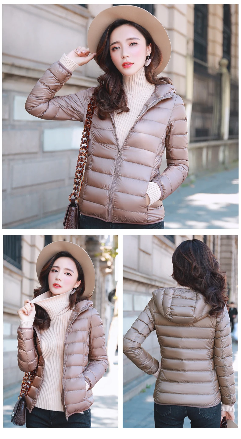 

New Women Thin Down Jacket White Duck Down Ultralight Jackets Autumn And Winter Warm Coats Female Portable Outwear