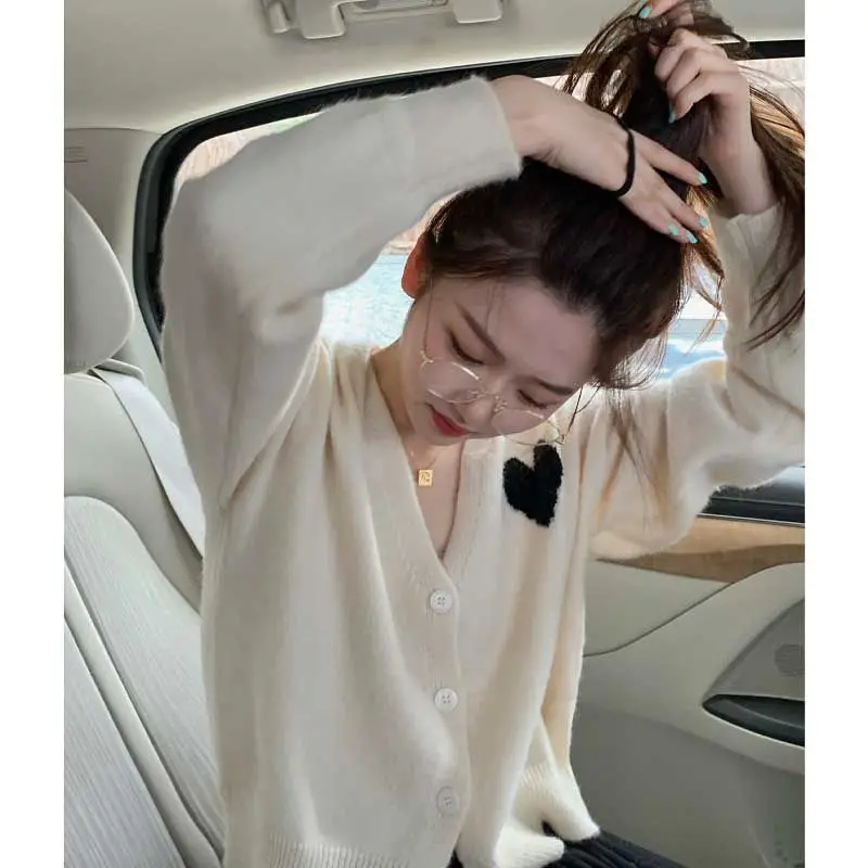 

Autumn 2021 New Knitted Cardigan Coat Sweater Female Korean Version of Loose Simple Lazy Gentle Wind Temperament Joker