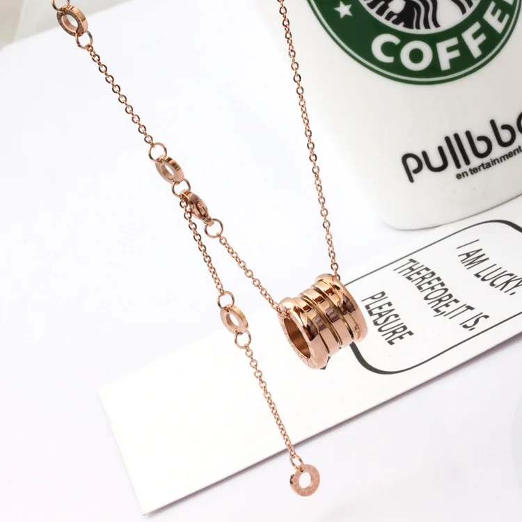 rose gold Модное классическое дикое кристаллическое черно-белое керамическое болгарийское титановое стальное ожерелье, ювелирные изделия не выцветают - Окраска металла: rose gold