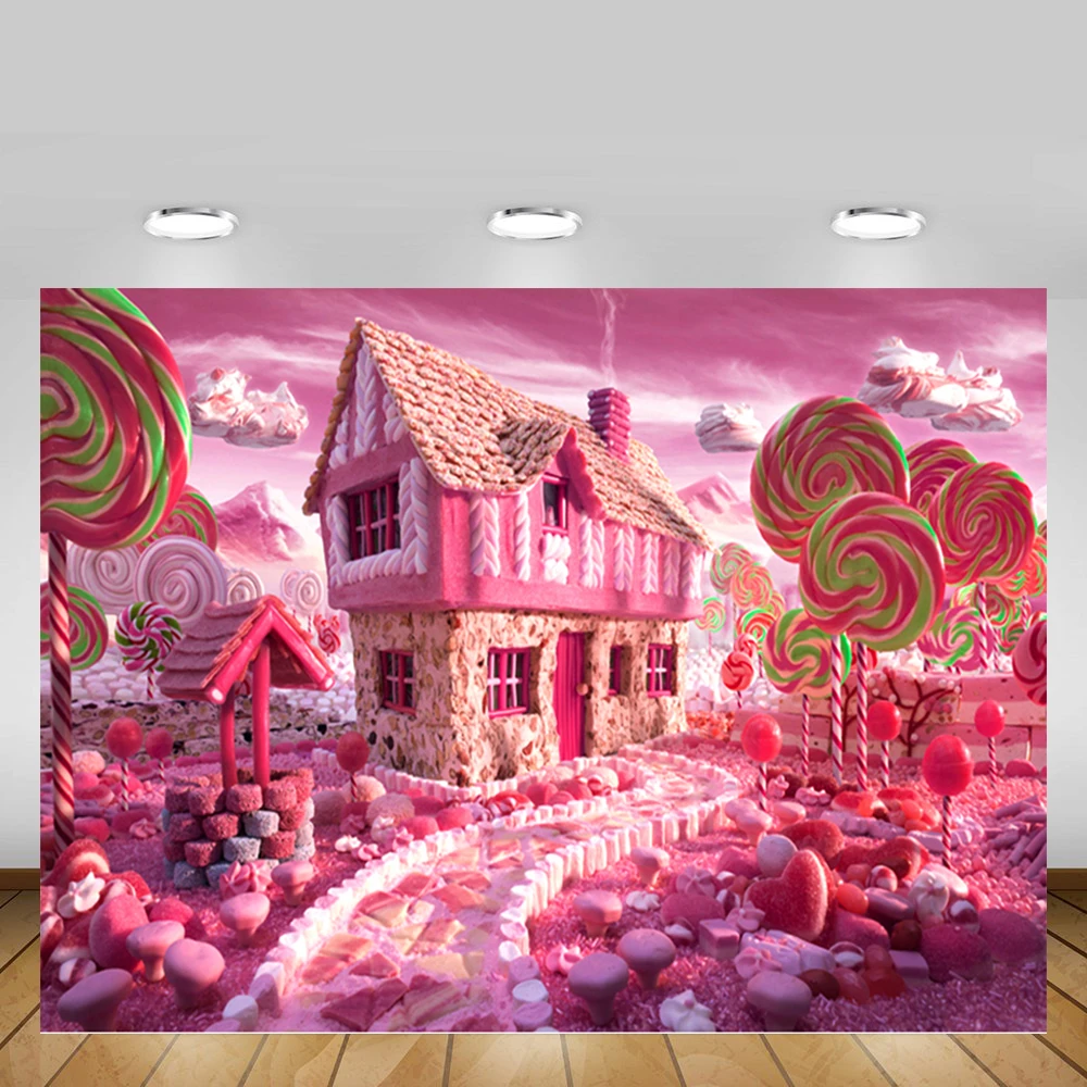 Mehofond розовый карамельный дом Виниловый фон леденец для девочек детский