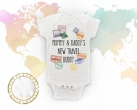 mommy and daddys new travel buddy bodysuit future world traveler baby shower gift traveller passport stamps newborn gift