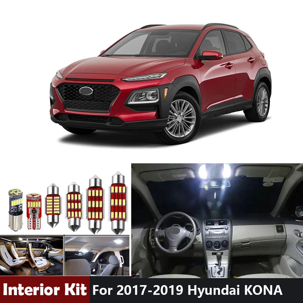 8 шт. белый Canbus Автомобильные светодиодные лампы для 2017 2018 2019 Hyundai KONA интерьер