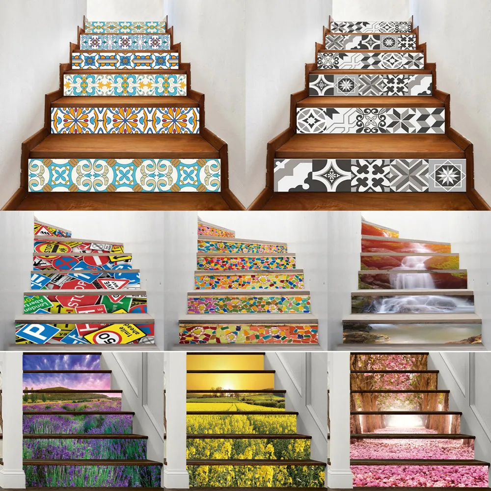 27 дизайнов мозаичная Настенная Наклейка для лестницы самоклеящаяся