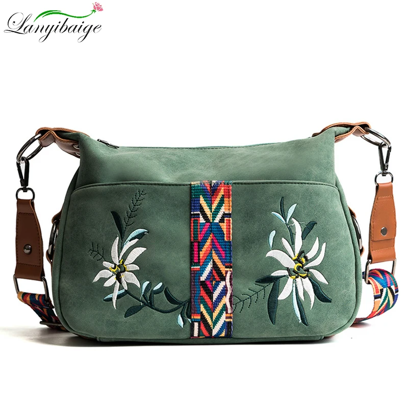 

High Quality Abrasive Fabric Women Bag Fashion Embroidery Handbag Female Crossbody Bags Designer Multifunction Shoulder Bag Tote