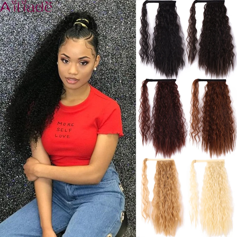 Женские волнистые синтетические накладные волосы на конском хвосте AILIADE