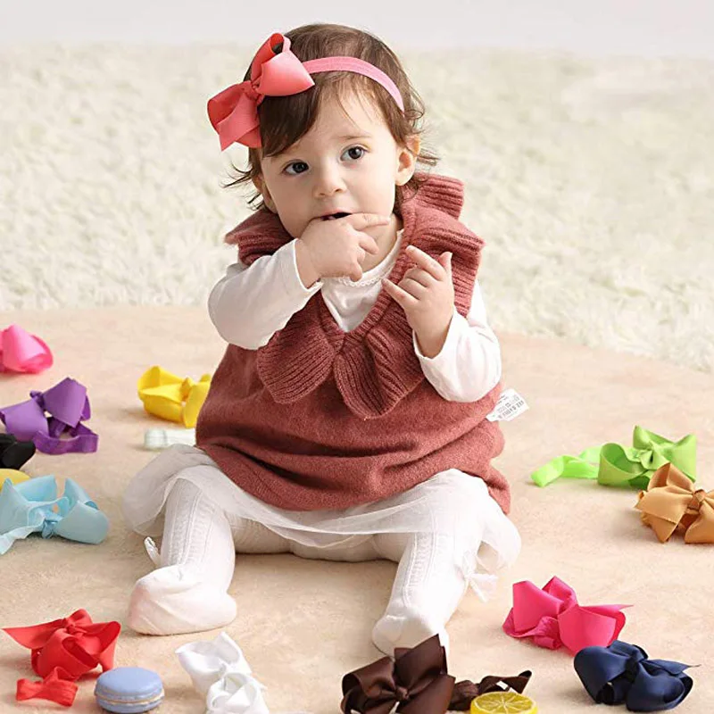 20 шт./лот 6 &quotБольшие банты для волос маленьких девочек нейлоновые оголовья