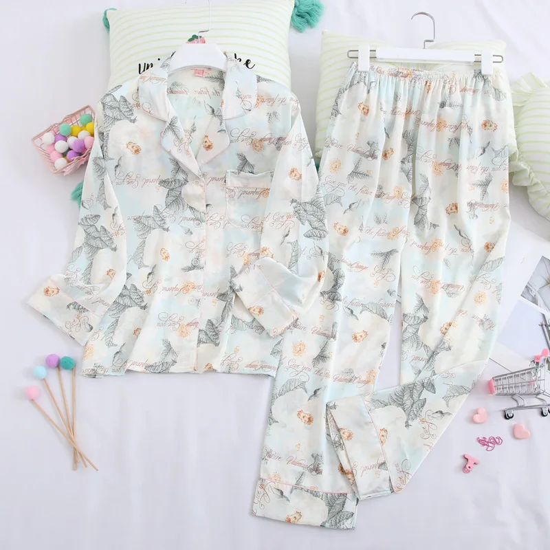 Женская пижама с длинным рукавом и цветочным принтом в стиле Instagram|Комплекты