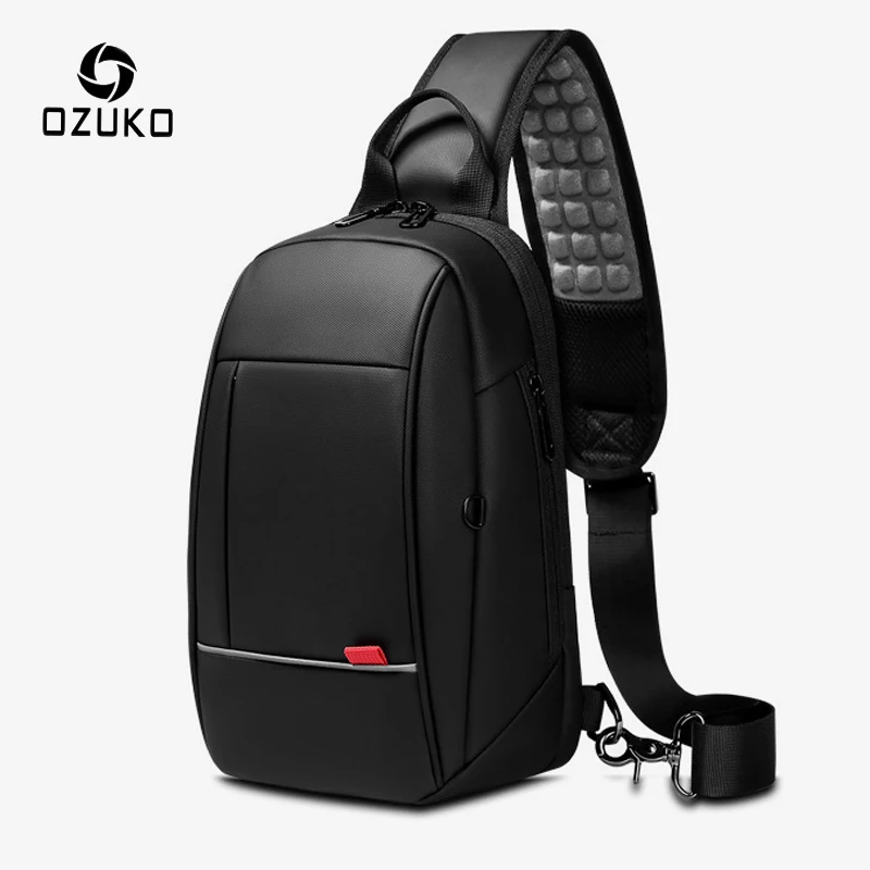 OZUKO Мужская водонепроницаемая нагрудная сумка с usb зарядкой 9 7 &quot через плечо для