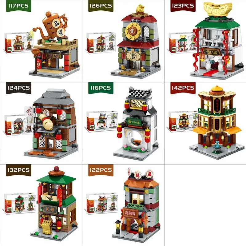

Chinese Style MU 3D Puzzle Chinatown Street View Architecture, Building Blocks Technic DIY Toy for Boys Children