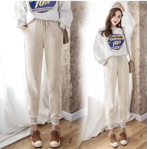 Осень Для женщин вельветовые узкие брюки Высокая Талия карманами поясом