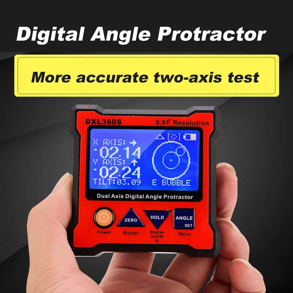 

Профессиональный цифровой транспортир Model DXL360S, Двухосевой цифровой дисплей, измеритель уровня, фоторасстояние