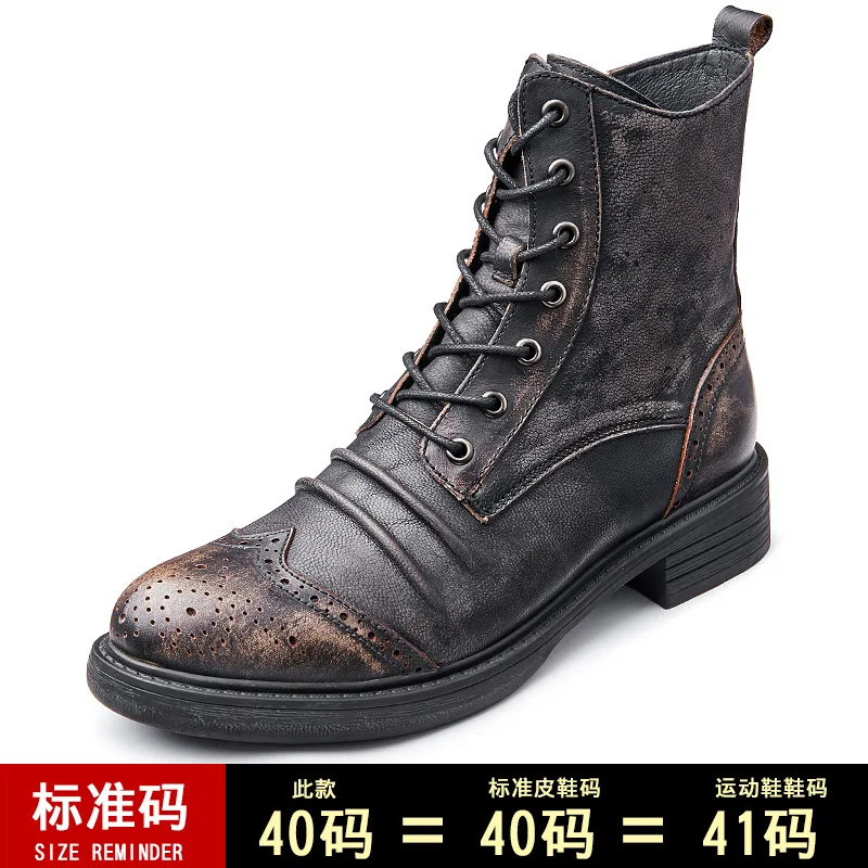 

Mens Short Boots cowboy boots men chelsea boots male High Quality Genuine Leather autumn winter British retro men shoes cowhide