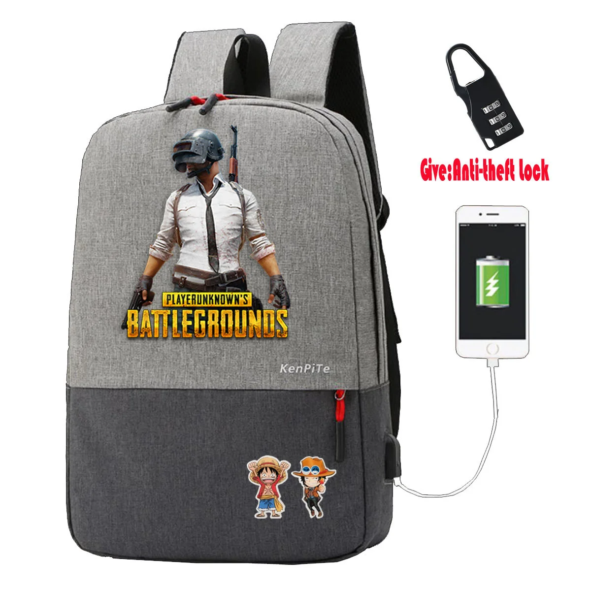 Аниме игры PUBG Анти кражи зарядка через USB рюкзак Для мужчин женщин сумка на плечо