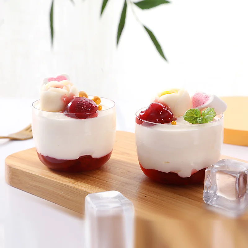 

50pcs Net red cake cup ice cream cup round pudding yogurt plastic cup wedding birthday party favors small dessert cups with lids