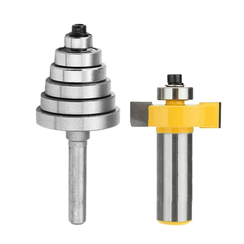 

1/2 Inch Shank Rabbeting Router Bit With 6 Bearings Set For Multiple Depths 1/8 inch, 1/4 inch, 5/16 inch, 3/8 inch, 7/16 inch,