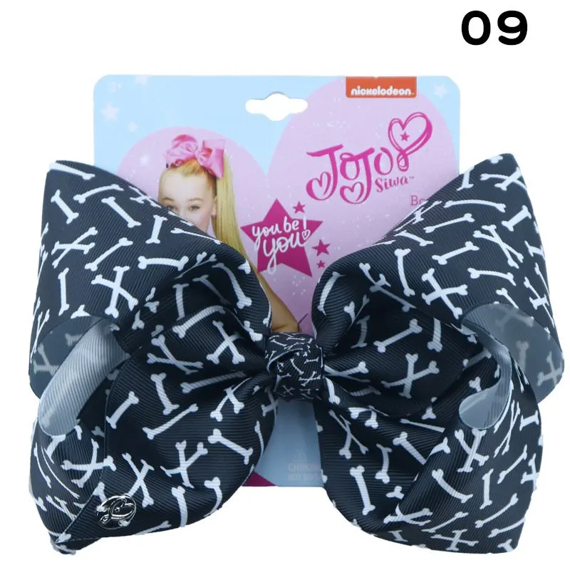 9 " Jojo банты для девочек Jojo Siwa большой милый Принт волосы на Хэллоуин банты для девочек с зажимами бант аксессуары для волос ручной работы - Цвет: 9