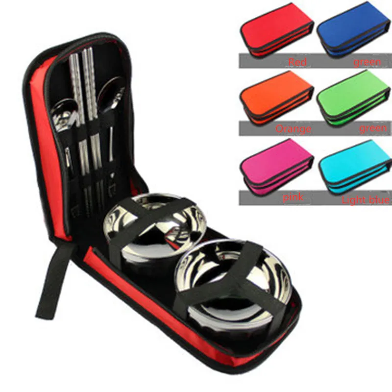 7 шт./компл. двойной слой из нержавеющей стали Портативный столовый набор сумка