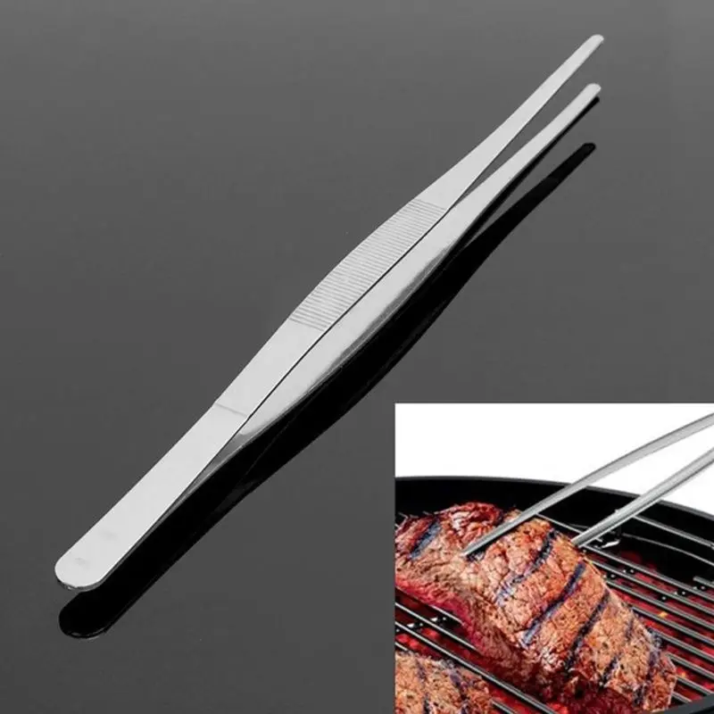 

1pc Kitchen Gadgets Food Barbecue Tongs Stainless Steel Tweezers Clip Buffet BBQ Restaurant Picnic Cooking Tool 18cm