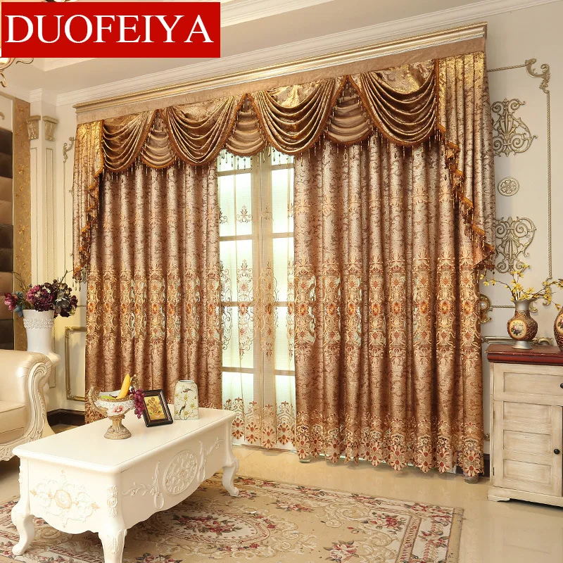 

European Luxury Curtains Water Soluble Embroidery Valance Curtains for Living Room Bedroom Curtains Tulle Fabric