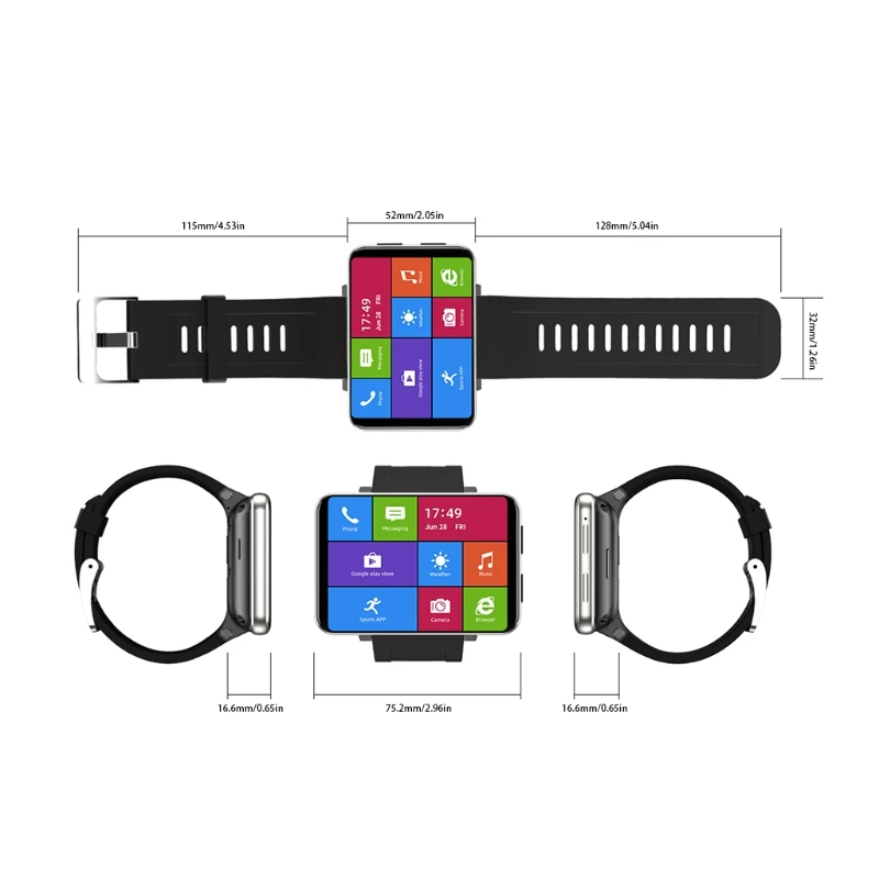 

2021 Smart Watch, 4g LTE With 2.86in Touch Screen, Face Uncloking 2880 Mah Battery IP67 Waterproof Sports Watch 3gb + 32gb W