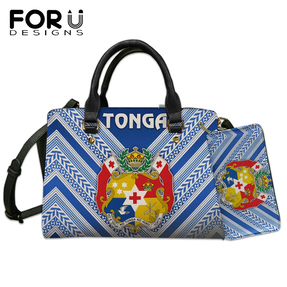 

FORUDESIGNS 2021 Hot Sale Women's Top Handle Bag And Wallet 2Pcs Mate Ma'a Tonga Polynesian 3D Printing Ladies Casual Totes Bags