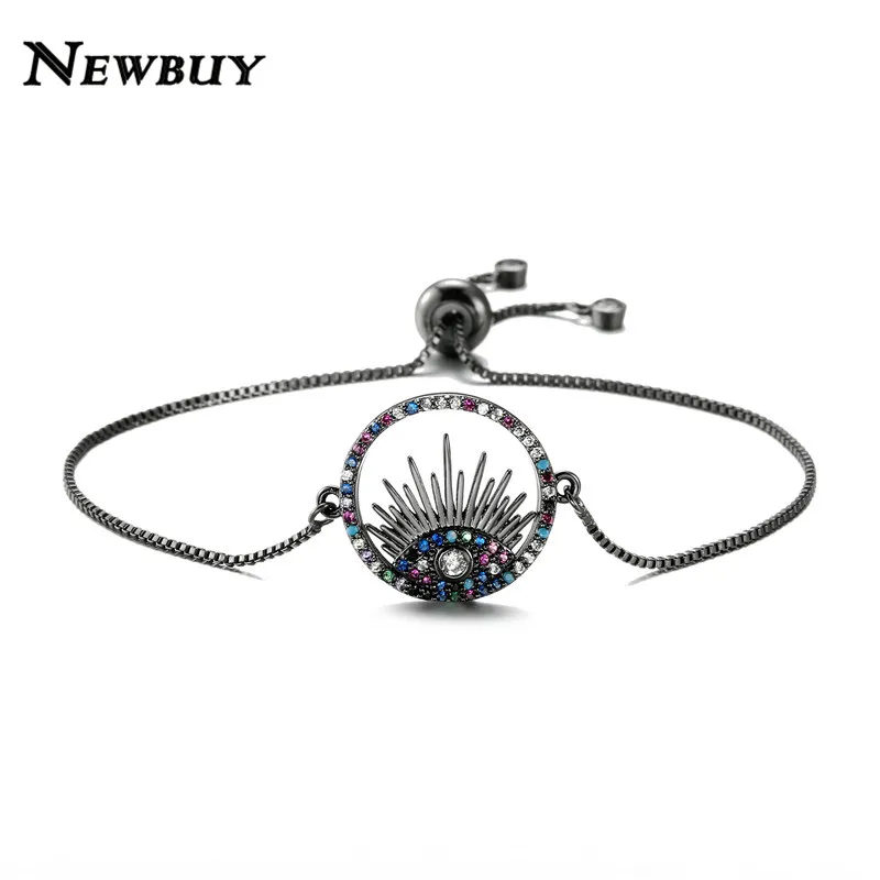 NEWBUY, высокое качество, красочные ювелирные изделия из кубического циркония, Роскошная золотая цепочка, сглаза, браслеты с подвесками, Женские Ювелирные изделия для вечеринки, Прямая поставка - Окраска металла: NBSL441