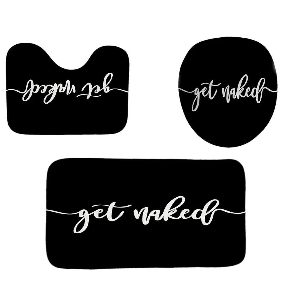 get naked bathroom shower curtain with mat sets letter print 4 piece set non slip rug toilet cover bath mat pad free global shipping